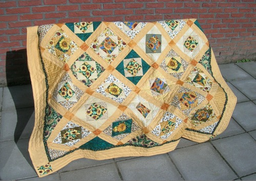 Quilt met thema zonnebloemen